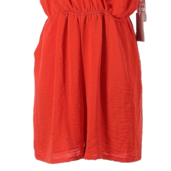 Chelsea28 Orange Fire Sleeveless Wrap Romper L Nordstrom Pockets NWT - Picture 5 of 11